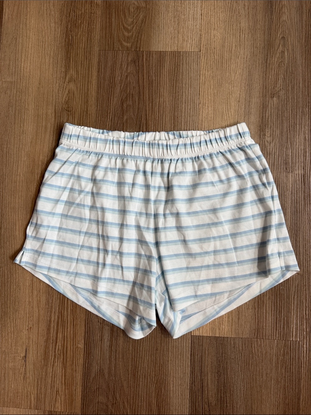 NEW LAKE Pajama Shorts Blue White Striped Sleepwear Pima Cotton Pants Size XS